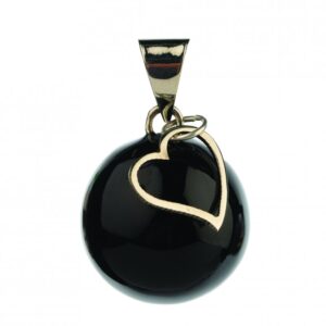 Těhotenská rolnička ESSENTIALS Black with heart charm