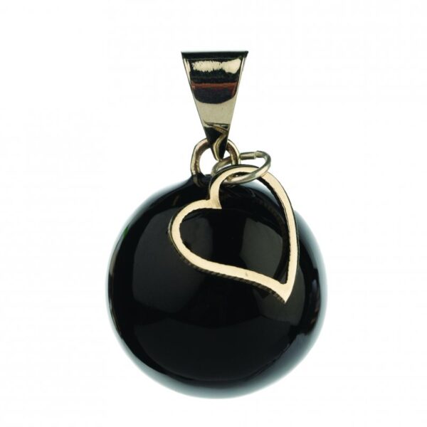 Těhotenská rolnička ESSENTIALS Black with heart charm