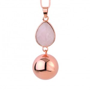 Těhotenská rolnička FANTASY Rose gold faceted pink drop