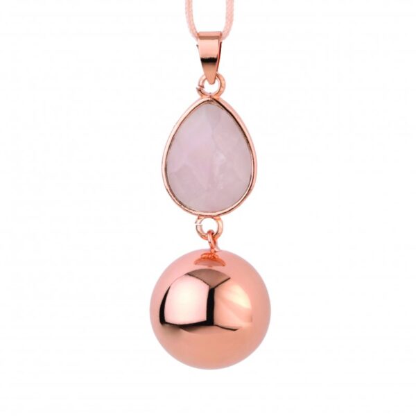 Těhotenská rolnička FANTASY Rose gold faceted pink drop