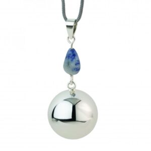 Těhotenská rolnička FANTASY Silver bluegrey stone