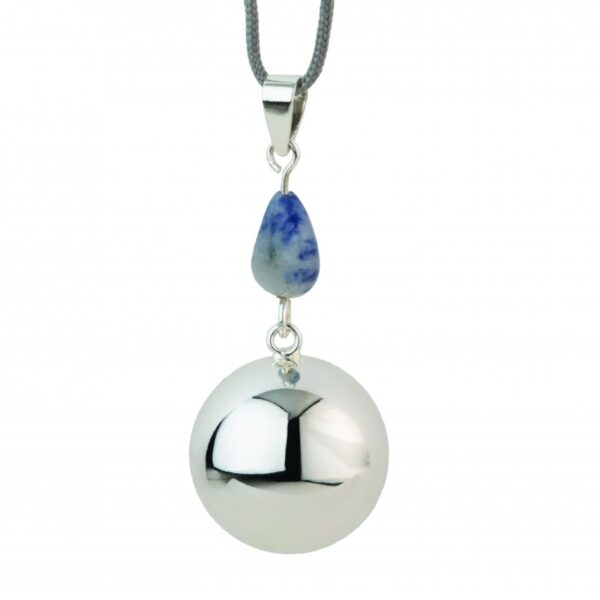 Těhotenská rolnička FANTASY Silver bluegrey stone