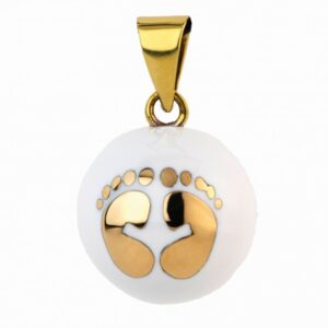 Těhotenská rolnička ESSENTIALS White with golden feet